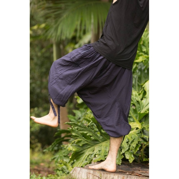 Shantaraam Yoga Ali Baba Dark Blue Shorts Pants - Picture 2 of 5